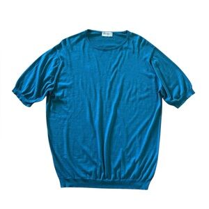 John Smedley Made in England Men's Fine Knit Wool Cotton Luxury T-Shirt Size XL